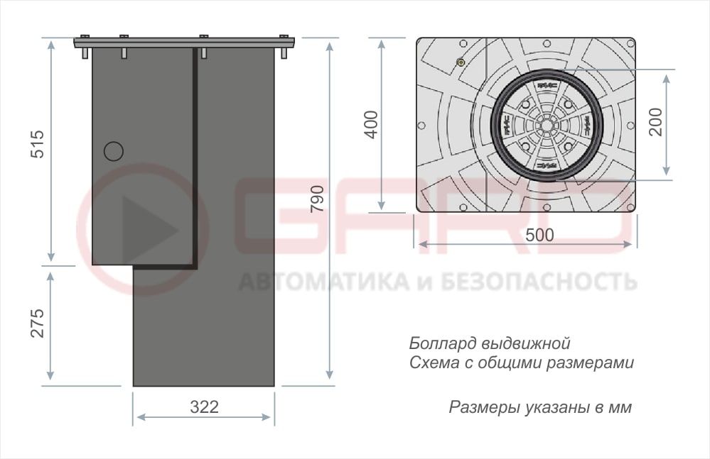 Автоматический блокиратор - схема с размерами