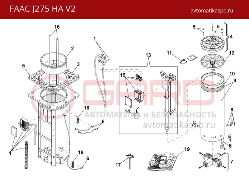 FAAC J275 HA V2 H800 схем детализации