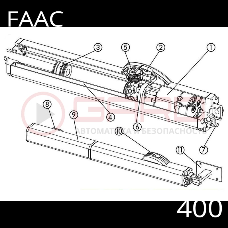 Составляющие механизма привода FAAC 400 CBAC LONG